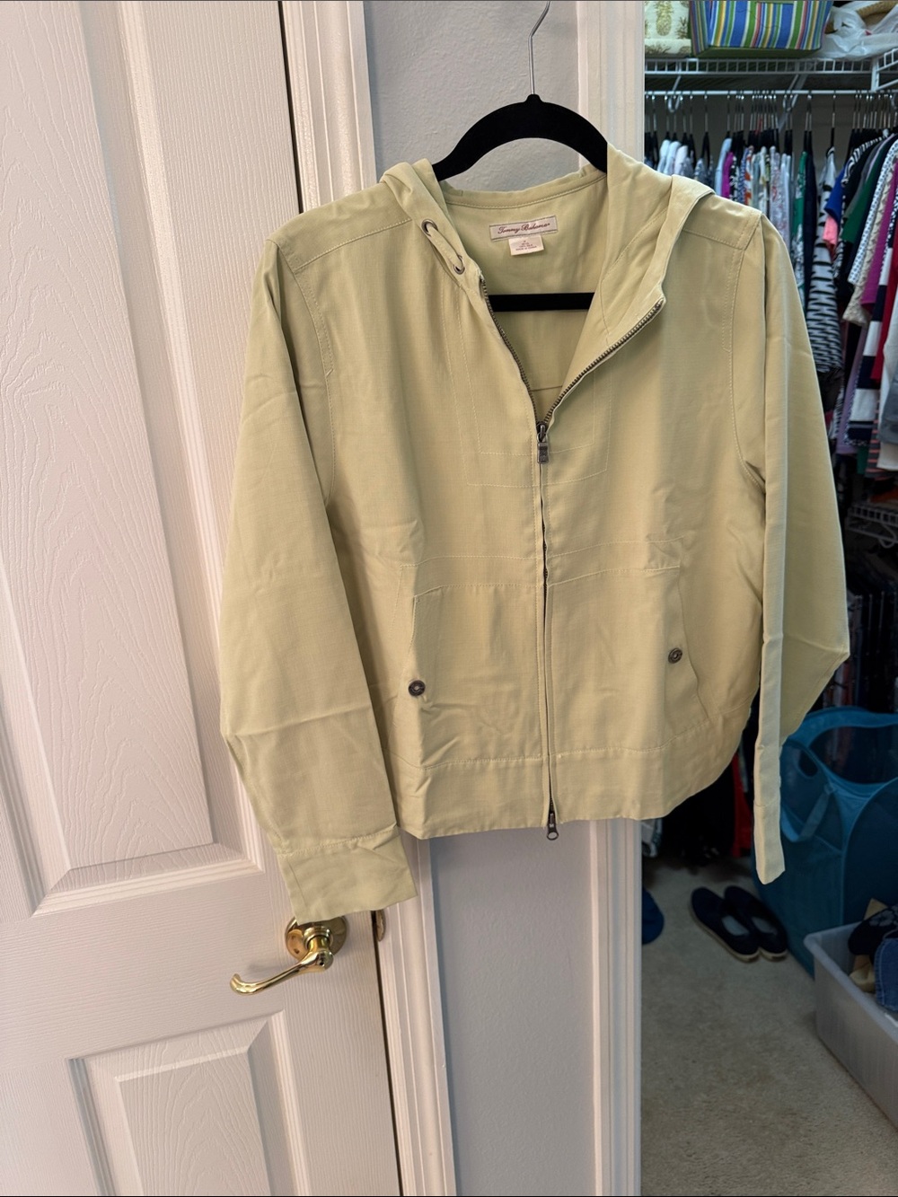 Tommy Bahama Pale Green Hooded Zip-Front Utility Jacket